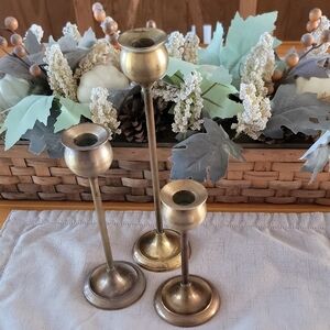 Elegant Brass Candle Holders Set